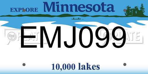EMJ099 Minnesota License Plate