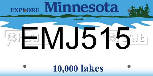 EMJ515 Minnesota License Plate