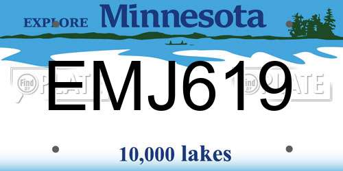 EMJ619 Minnesota License Plate