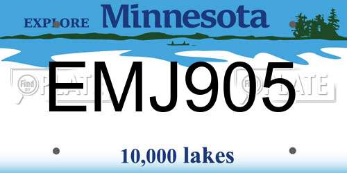 EMJ905 Minnesota License Plate
