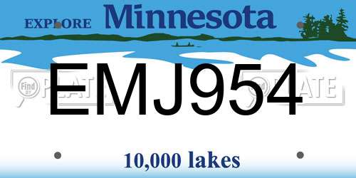 EMJ954 Minnesota License Plate