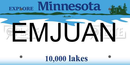 EMJUAN Minnesota License Plate