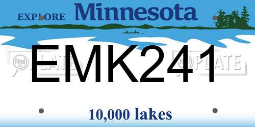 EMK241 Minnesota License Plate