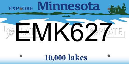 EMK627 Minnesota License Plate