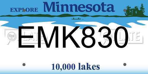 EMK830 Minnesota License Plate