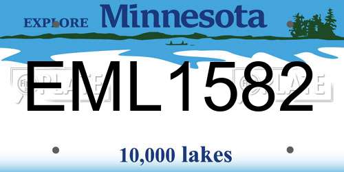 EML1582 Minnesota License Plate