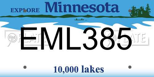 EML385 Minnesota License Plate
