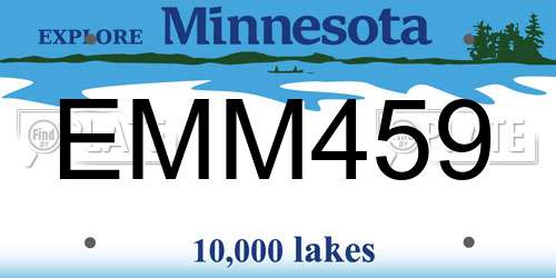 EMM459 Minnesota License Plate