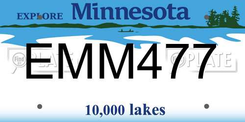 EMM477 Minnesota License Plate