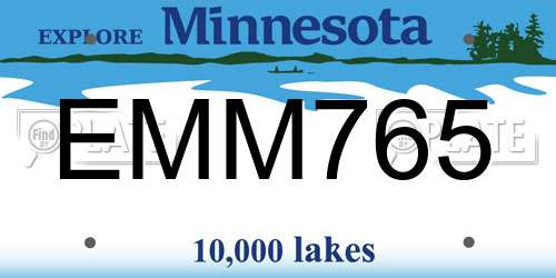 EMM765 Minnesota License Plate