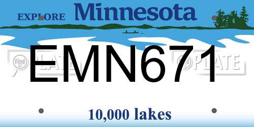 EMN671 Minnesota License Plate