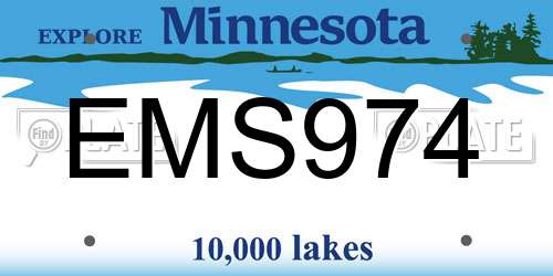EMS974 Minnesota License Plate