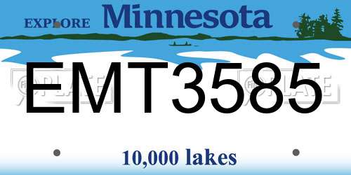 EMT3585 Minnesota License Plate