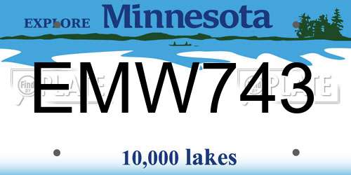 EMW743 Minnesota License Plate