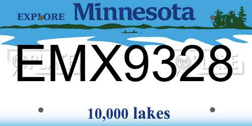 EMX9328 Minnesota License Plate