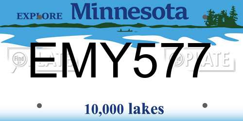 EMY577 Minnesota License Plate