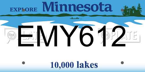 EMY612 Minnesota License Plate