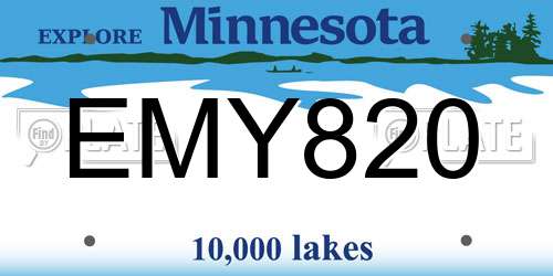 EMY820 Minnesota License Plate