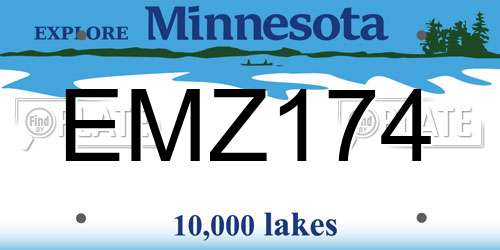 EMZ174 Minnesota License Plate