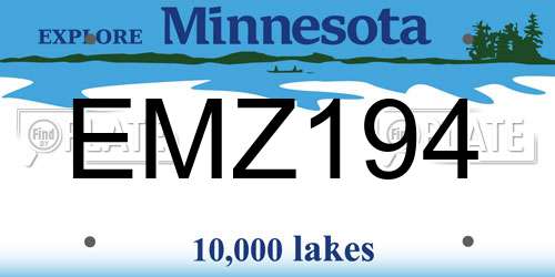 EMZ194 Minnesota License Plate