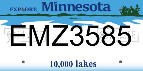 EMZ3585 Minnesota License Plate