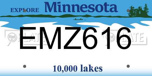 EMZ616 Minnesota License Plate