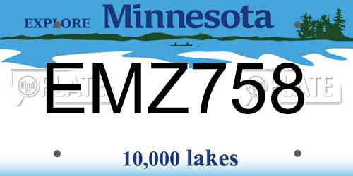EMZ758 Minnesota License Plate