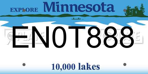 EN0T888 Minnesota License Plate