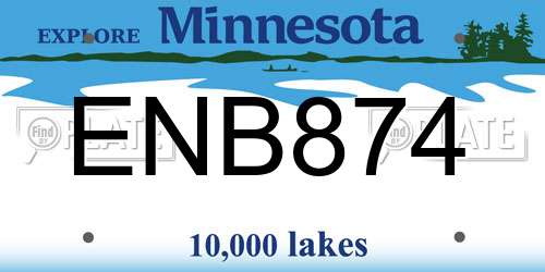 ENB874 Minnesota License Plate