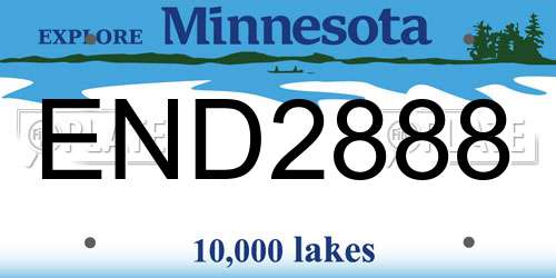 END2888 Minnesota License Plate