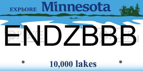 ENDZBBB Minnesota License Plate