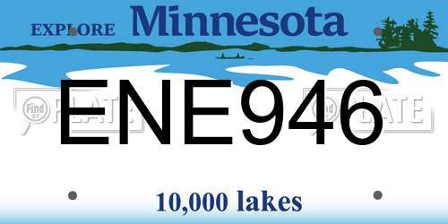 ENE946 Minnesota License Plate