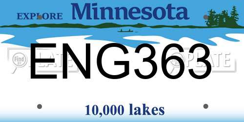 ENG363 Minnesota License Plate