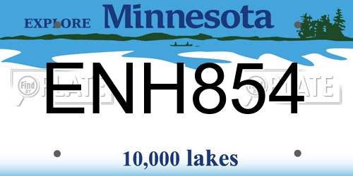 ENH854 Minnesota License Plate