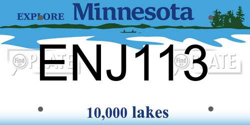 ENJ113 Minnesota License Plate