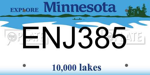 ENJ385 Minnesota License Plate