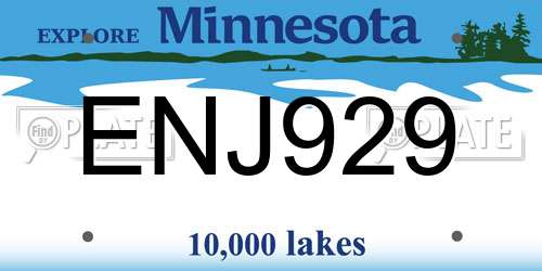 ENJ929 Minnesota License Plate