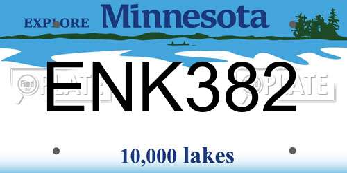 ENK382 Minnesota License Plate