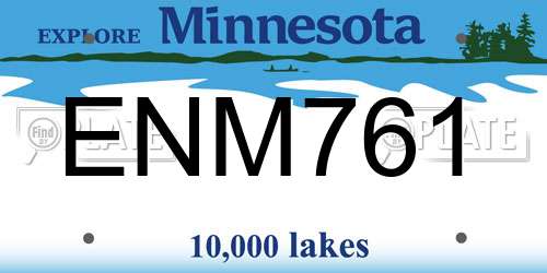 ENM761 Minnesota License Plate