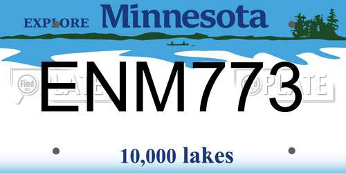 ENM773 Minnesota License Plate