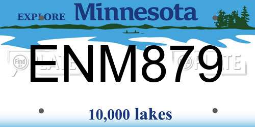 ENM879 Minnesota License Plate