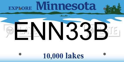 ENN33B Minnesota License Plate