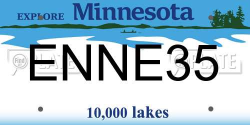 ENNE35 Minnesota License Plate