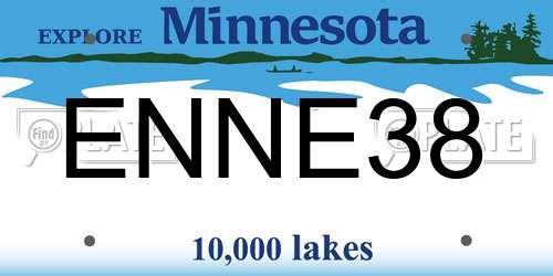 ENNE38 Minnesota License Plate