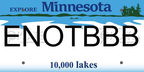 ENOTBBB Minnesota License Plate