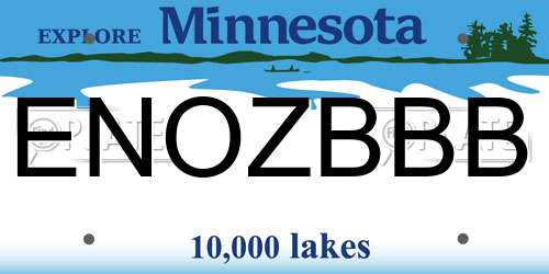 ENOZBBB Minnesota License Plate