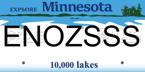ENOZSSS Minnesota License Plate