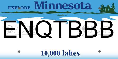 ENQTBBB Minnesota License Plate
