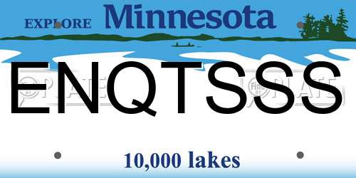 ENQTSSS Minnesota License Plate