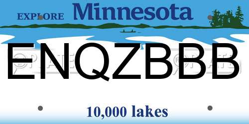 ENQZBBB Minnesota License Plate